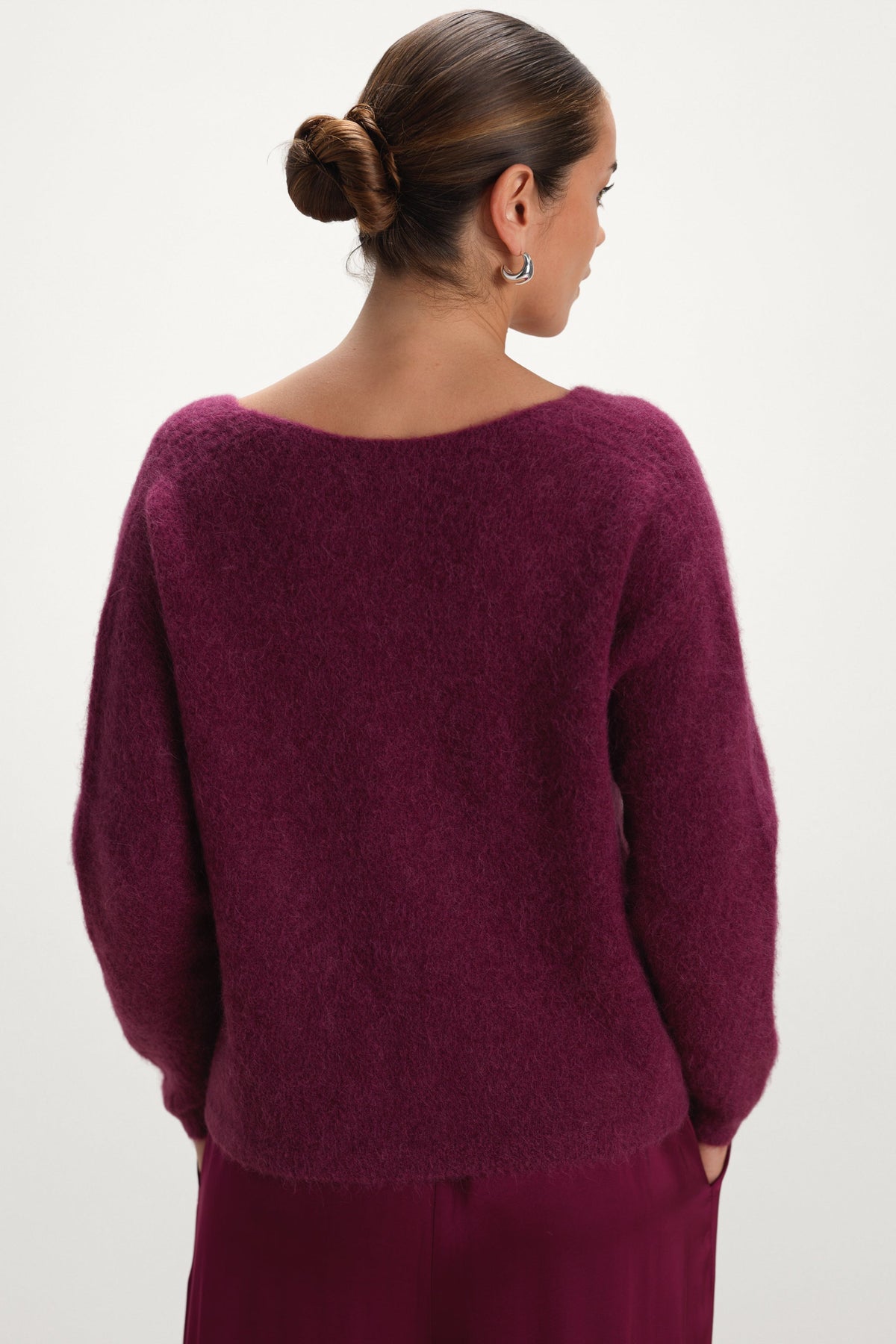 Vera V Neck Sweater | Burgundy | Alpaca Blend