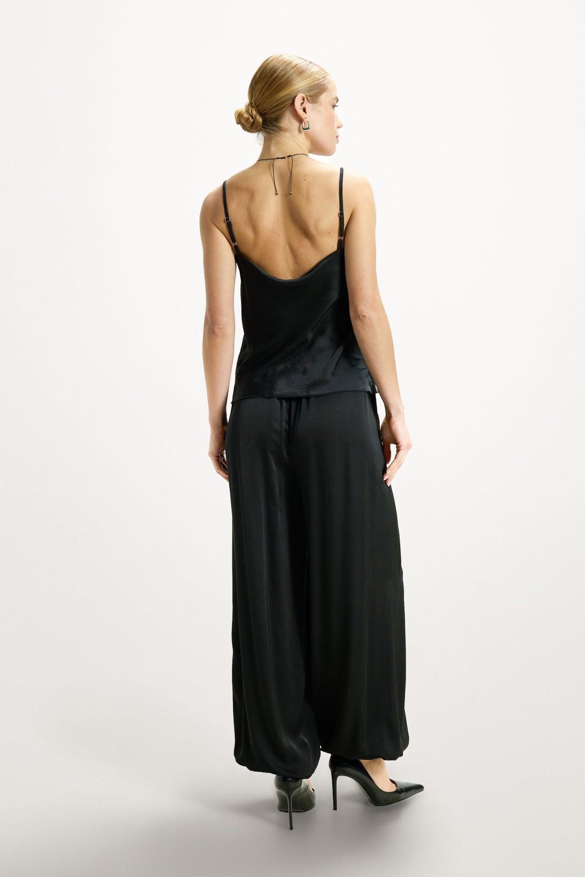 Belle Balloon Satin Trousers | Black
