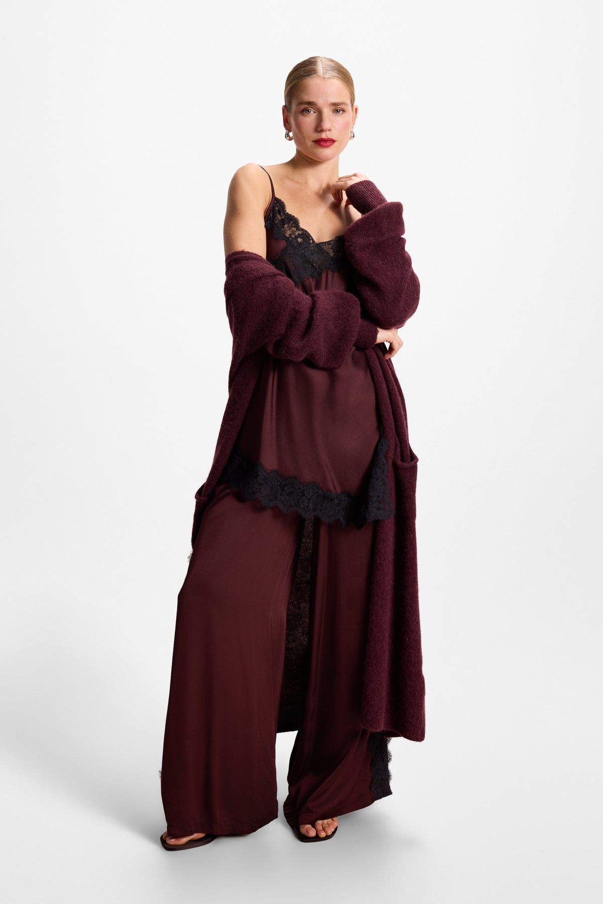 Sofia Asymmetric Lace Satin Vest | Amethyst Plum