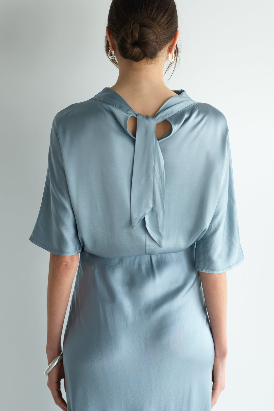 Camilla Bias Satin Skirt | Dusty Blue