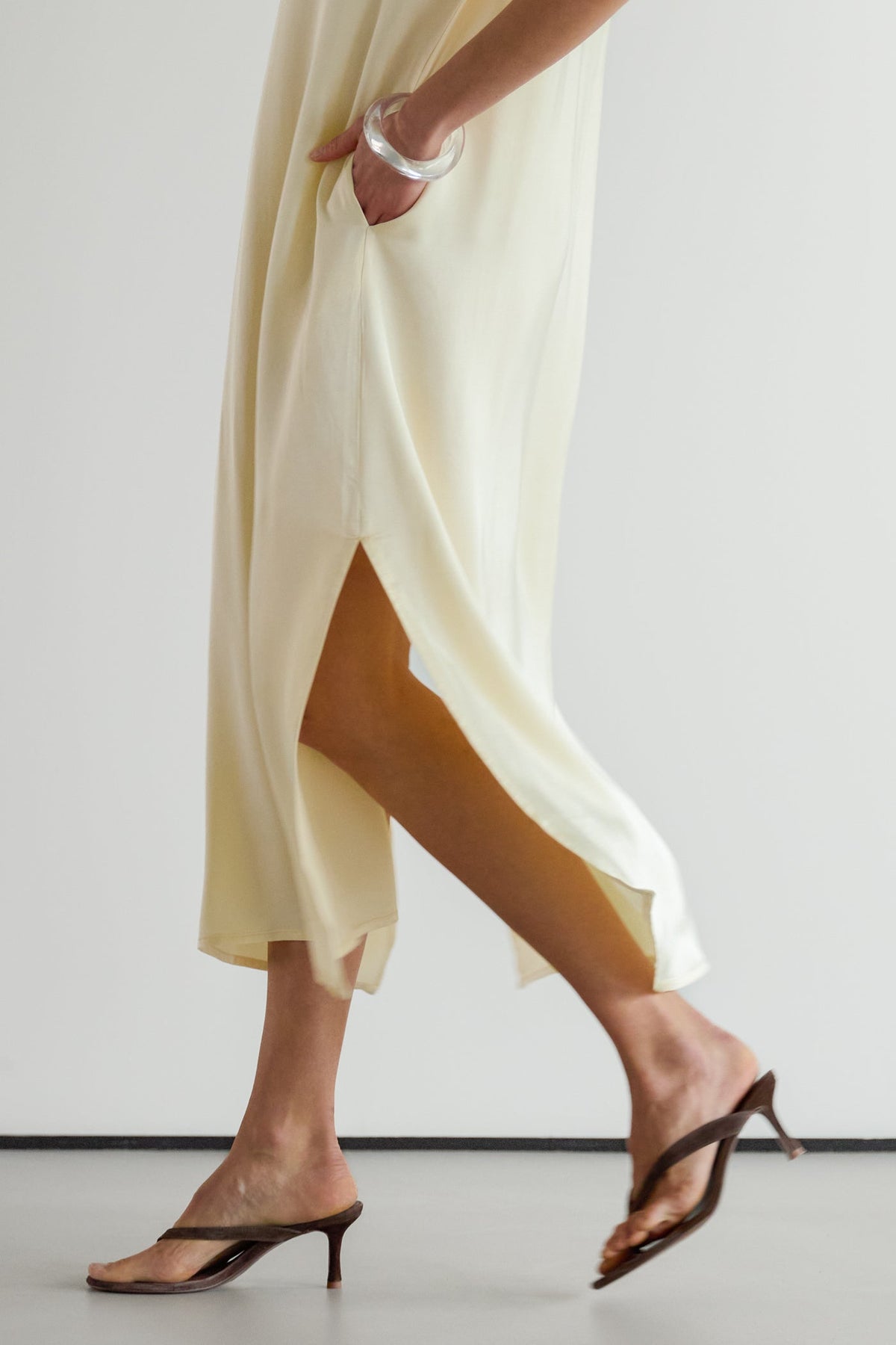 Cleo Satin Kaftan Dress | Buttercream