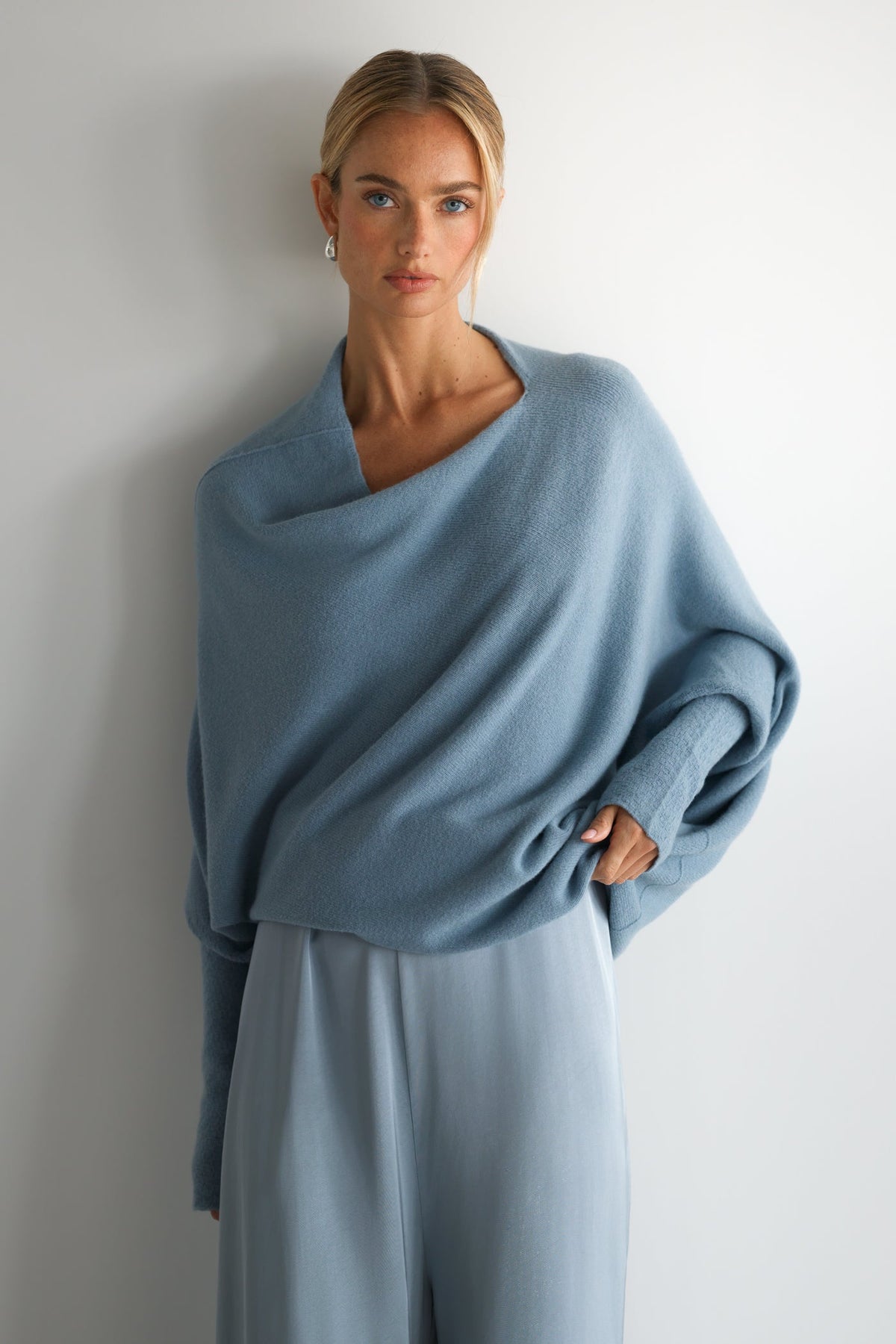 Asymmetric Draped | Dusty Blue | Seamless Knit