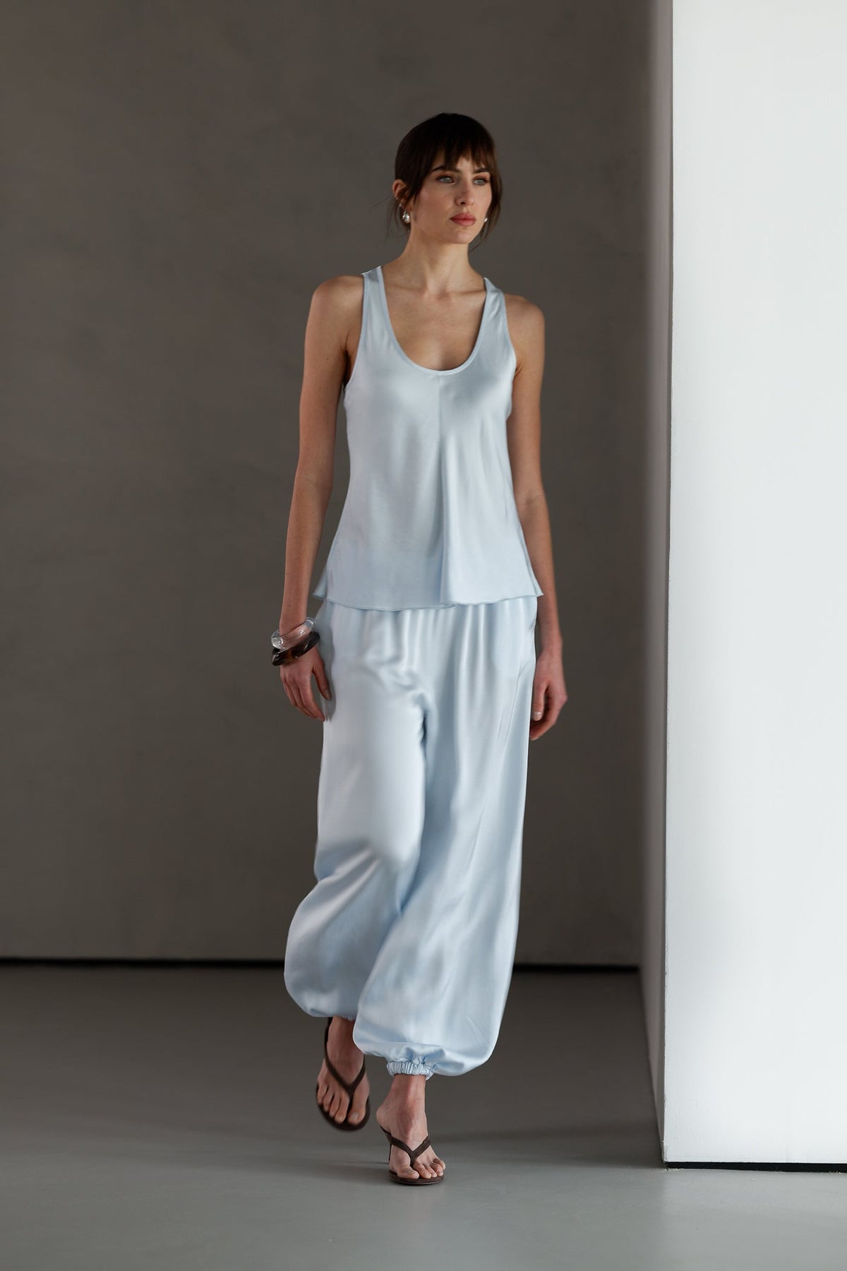 Demi Satin Vest Top | Glacier