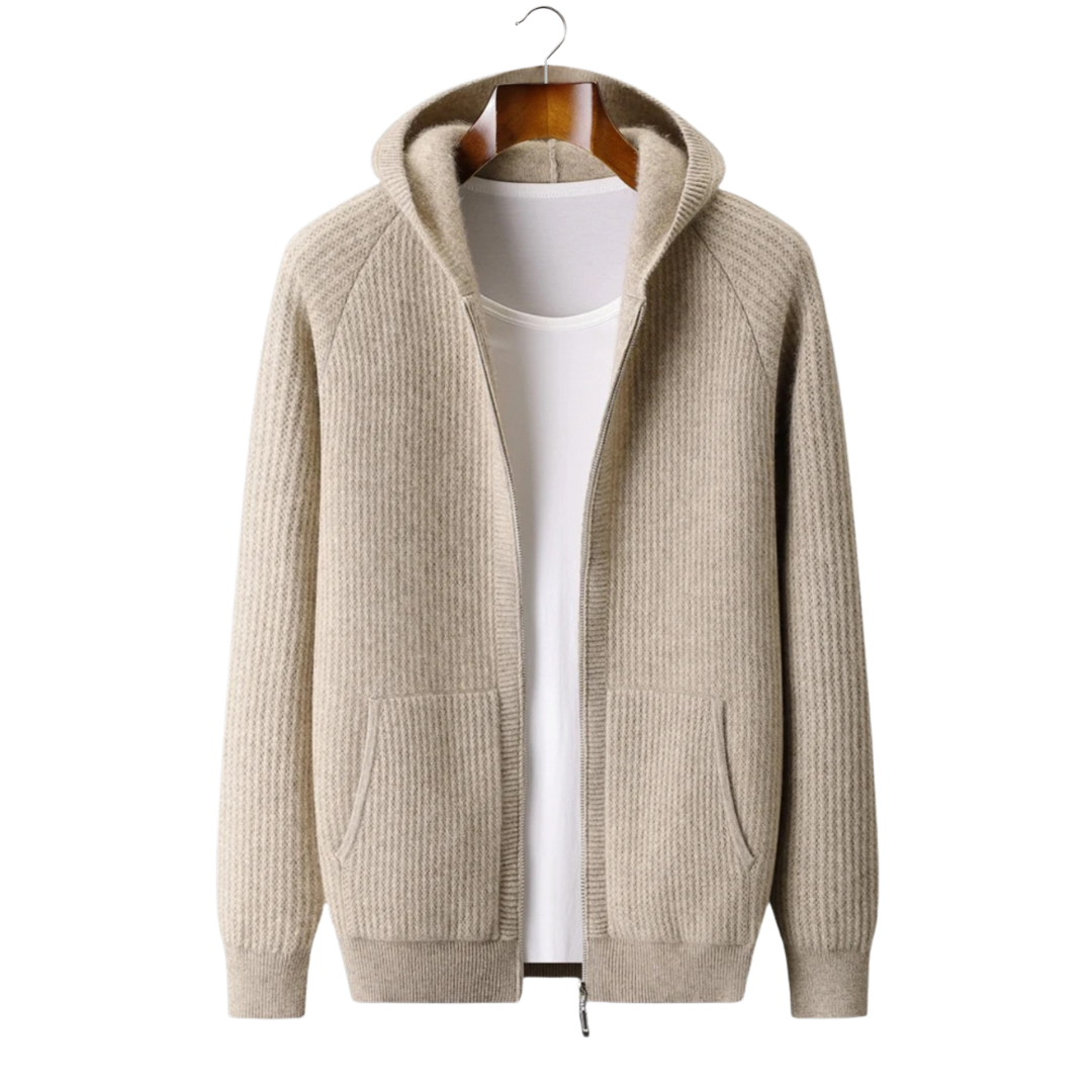 Cavallo  Wool Ribbed Zipper Hoodie