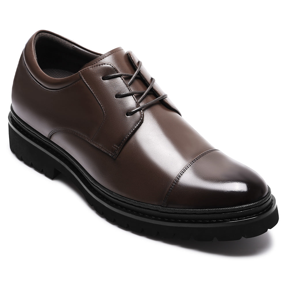 7CM / 2.76 Inches CHAMARIPA Men’s Elevator Dress Shoes | Brown Leather Derby Shoes