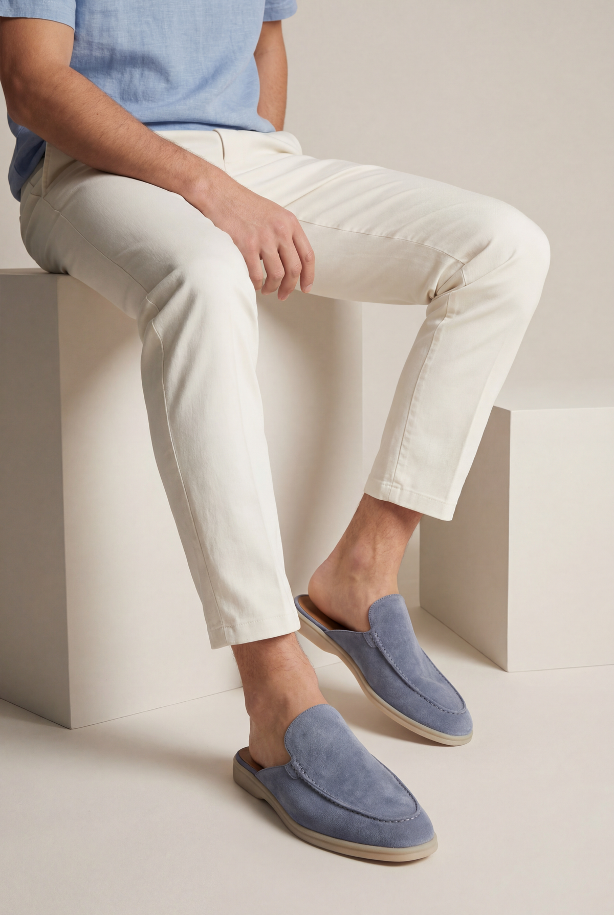 Yacht Suede Mule Baby Blue