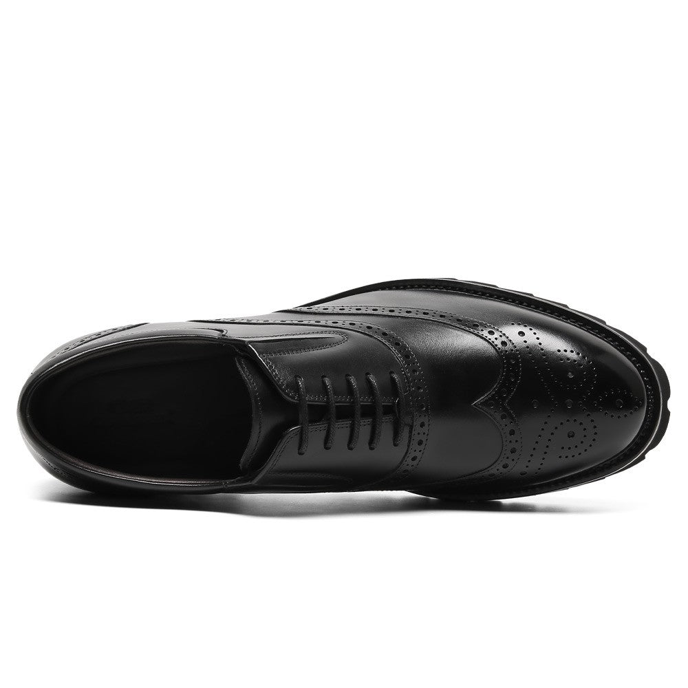 8 CM/3.15 Inches CMR CHAMARIPA Men's Height-Enhancing Black Leather Oxford Shoes